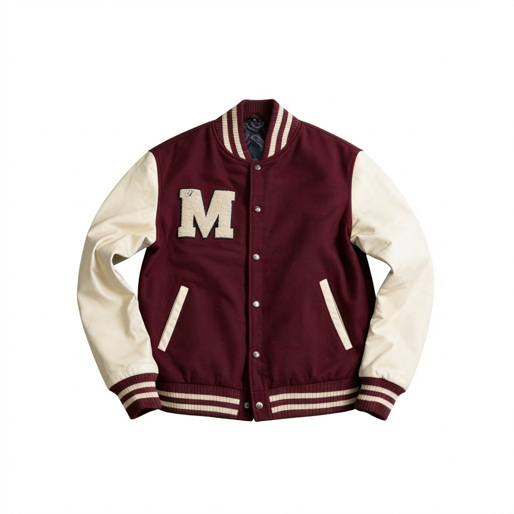 THE CLASSIC VARSITY JACKET — RHUBARB / COCONUT MILK