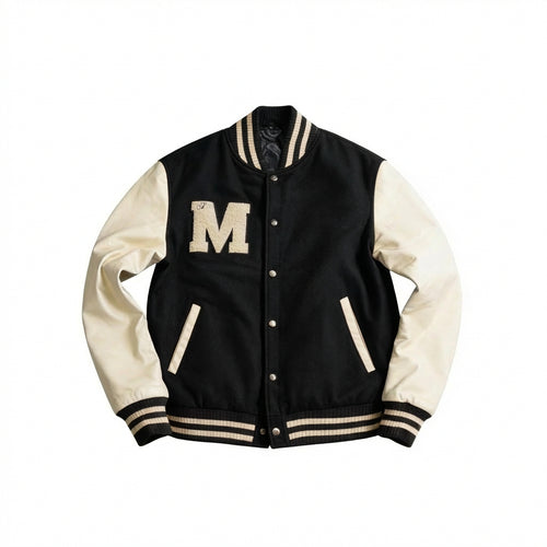 THE CLASSIC VARSITY JACKET — COCONUT MILK / BLACK