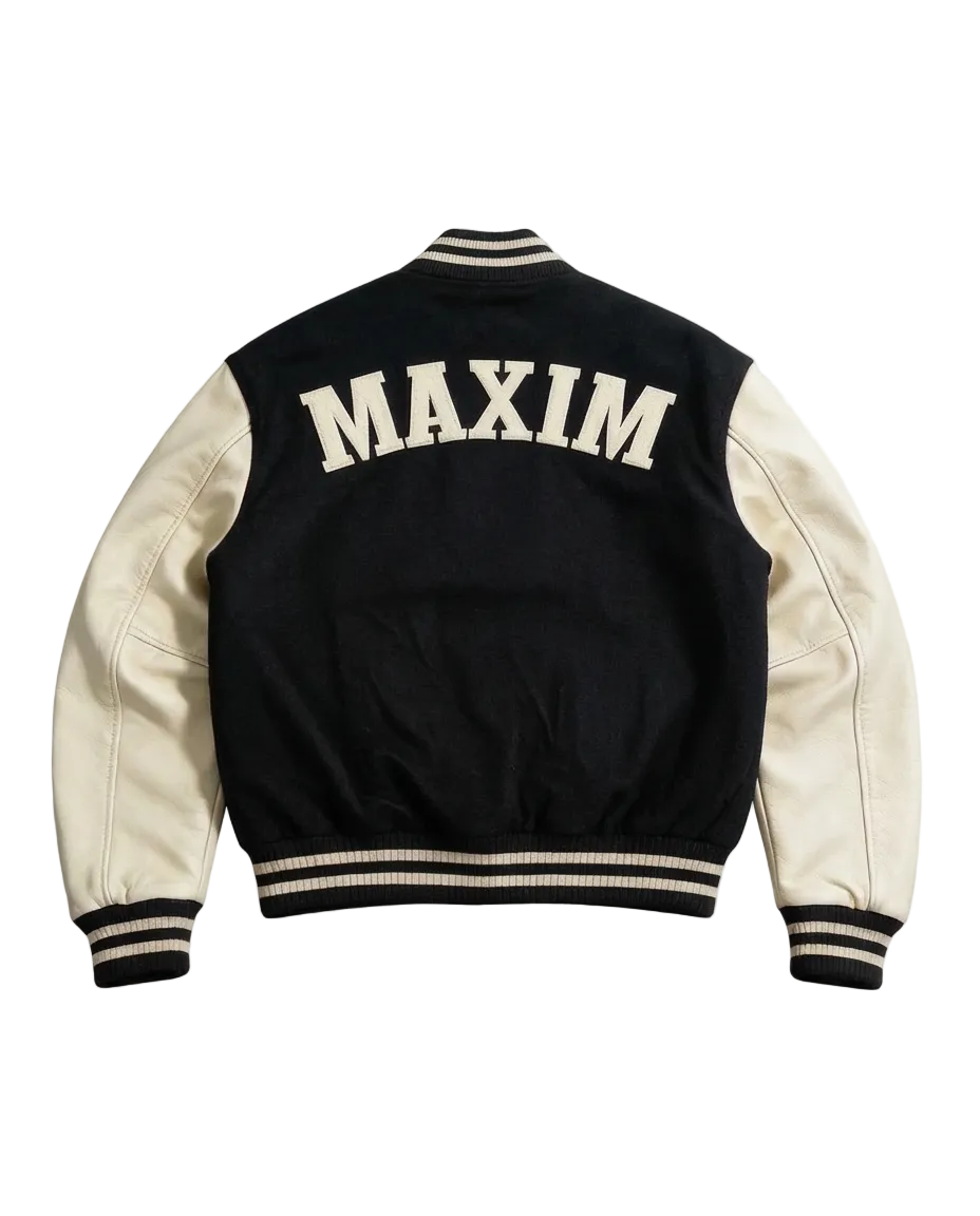 THE CLASSIC VARSITY JACKET — COCONUT MILK / BLACK